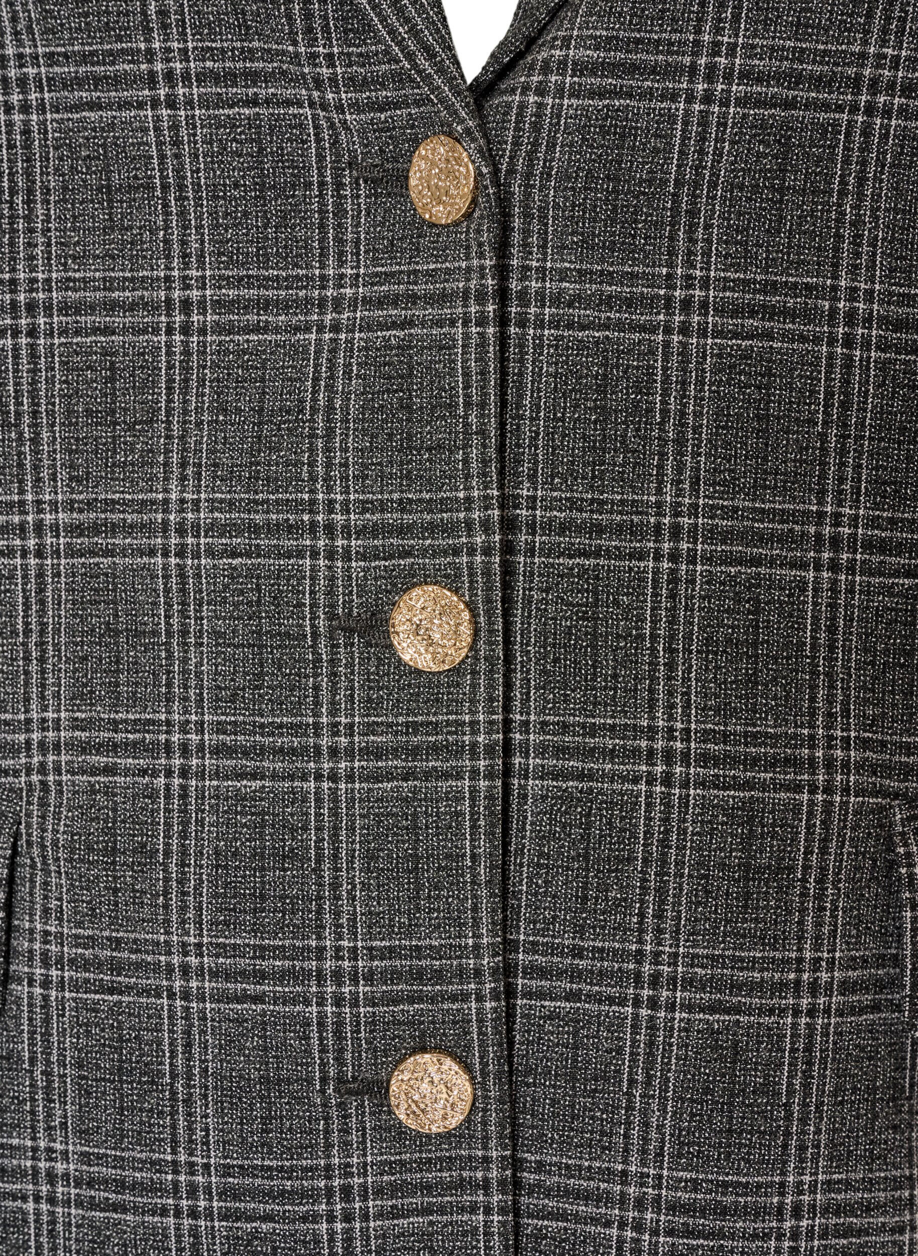 ZizziKort blazer med rutete m&oslash;nster, Gr&aring;, Packshot image number 2