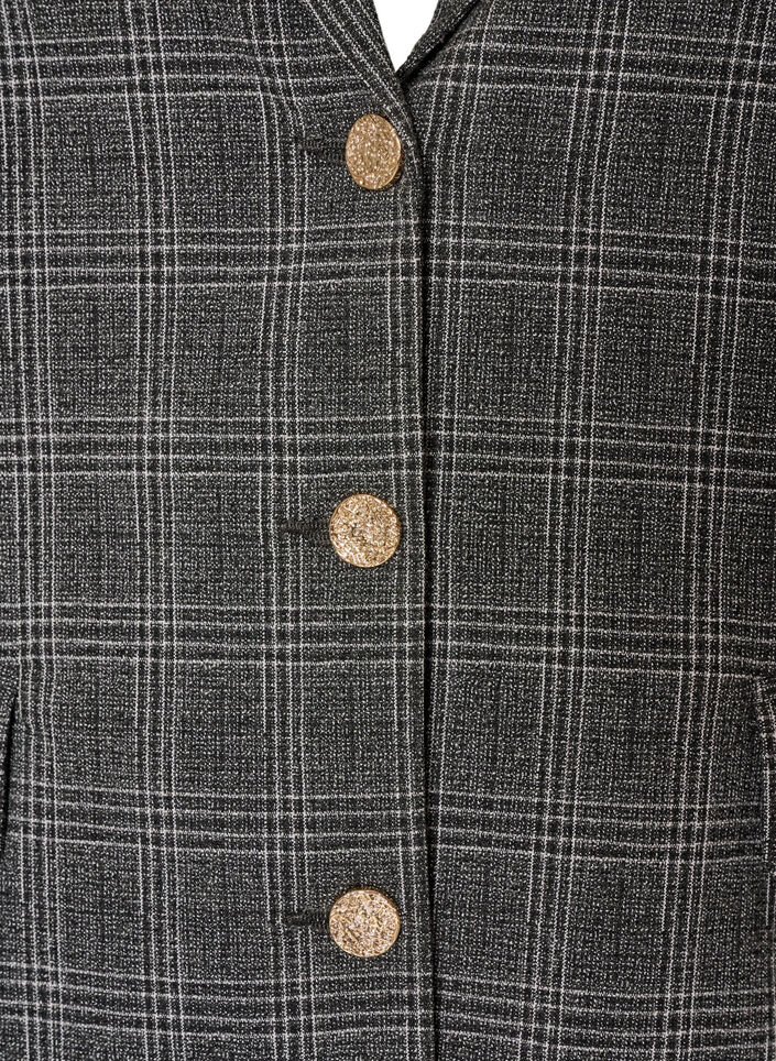Kort blazer med rutete m&oslash;nster, Gr&aring;, Packshot image number 2