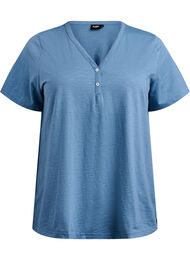 FLASH - T-skjorte med knappdetalj, Copen Blue