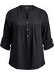 Bluse i bomullsmuslin med broderie anglaise, Svart, Packshot image number 0