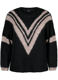 Strikket genser med stripete detaljer, Black Comb