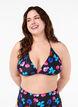 Trekantet bikini-BH med trykk, Svart, Model image number 0