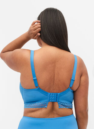 Zizzi BH med blonder og myk vattering, Blå, Model image number 1