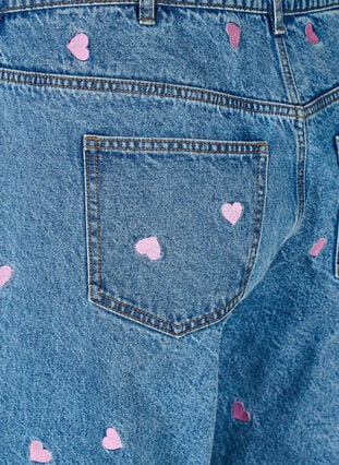 Zizzi Mille mom-fit jeans med broderi, Blå, Packshot image number 3