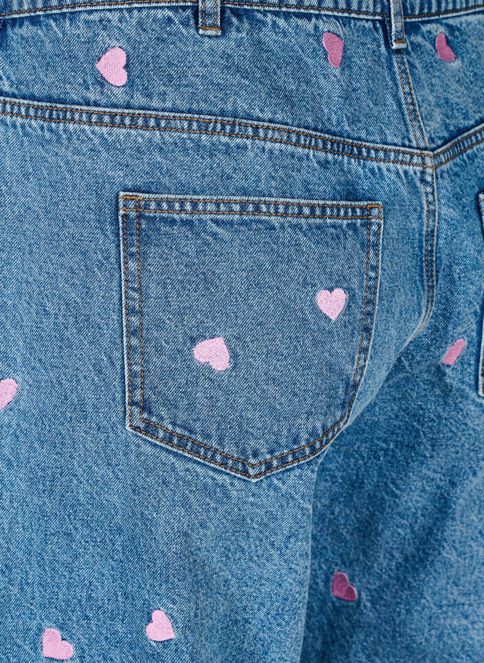 Mille mom-fit jeans med broderi, Blå, Packshot image number 3