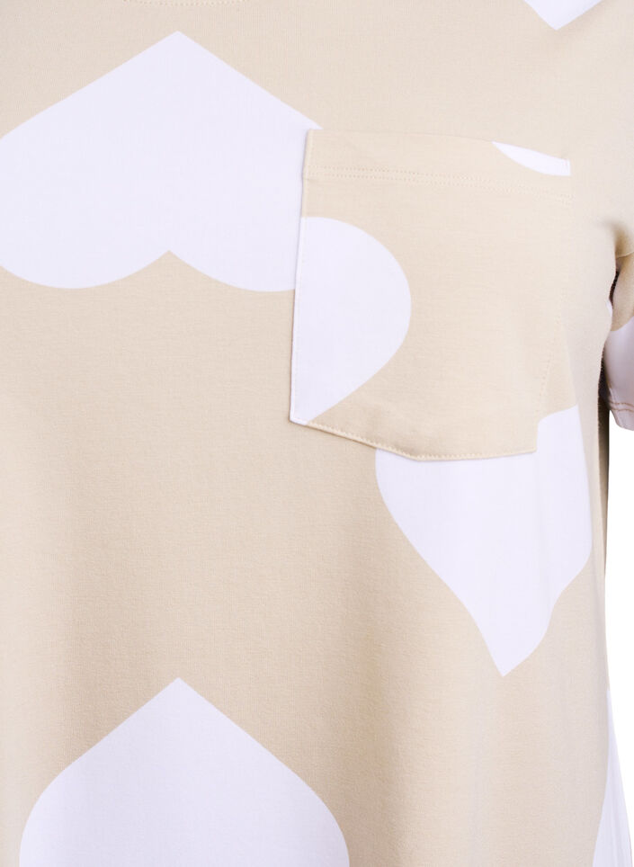 Lang nattskjorte i en modalblanding med hjerter, Beige, Packshot image number 2