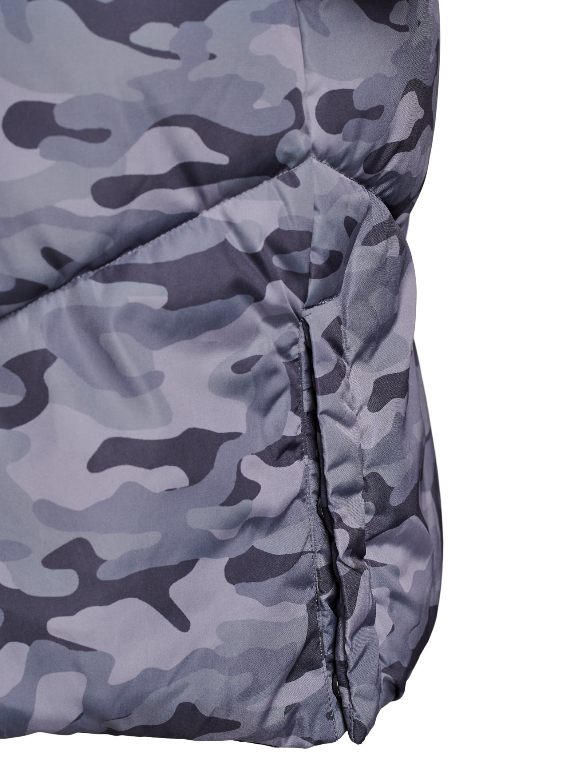 ZizziLang kamuflasje pufferjakke, Gr&aring;, Packshot image number 4