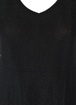 Ermeløs glimmerkjole med v-hals, Black, Packshot image number 2