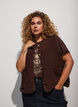 Teddy vest med knapper og lommer, Brun, Model image number 0