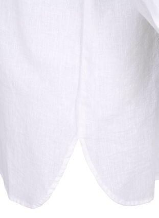 Lang skjorte i lin og bomull, Bright White, Packshot image number 3