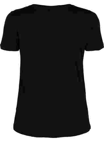 T-skjorte til trening med trykk, Black w. stripe run, Packshot image number 1