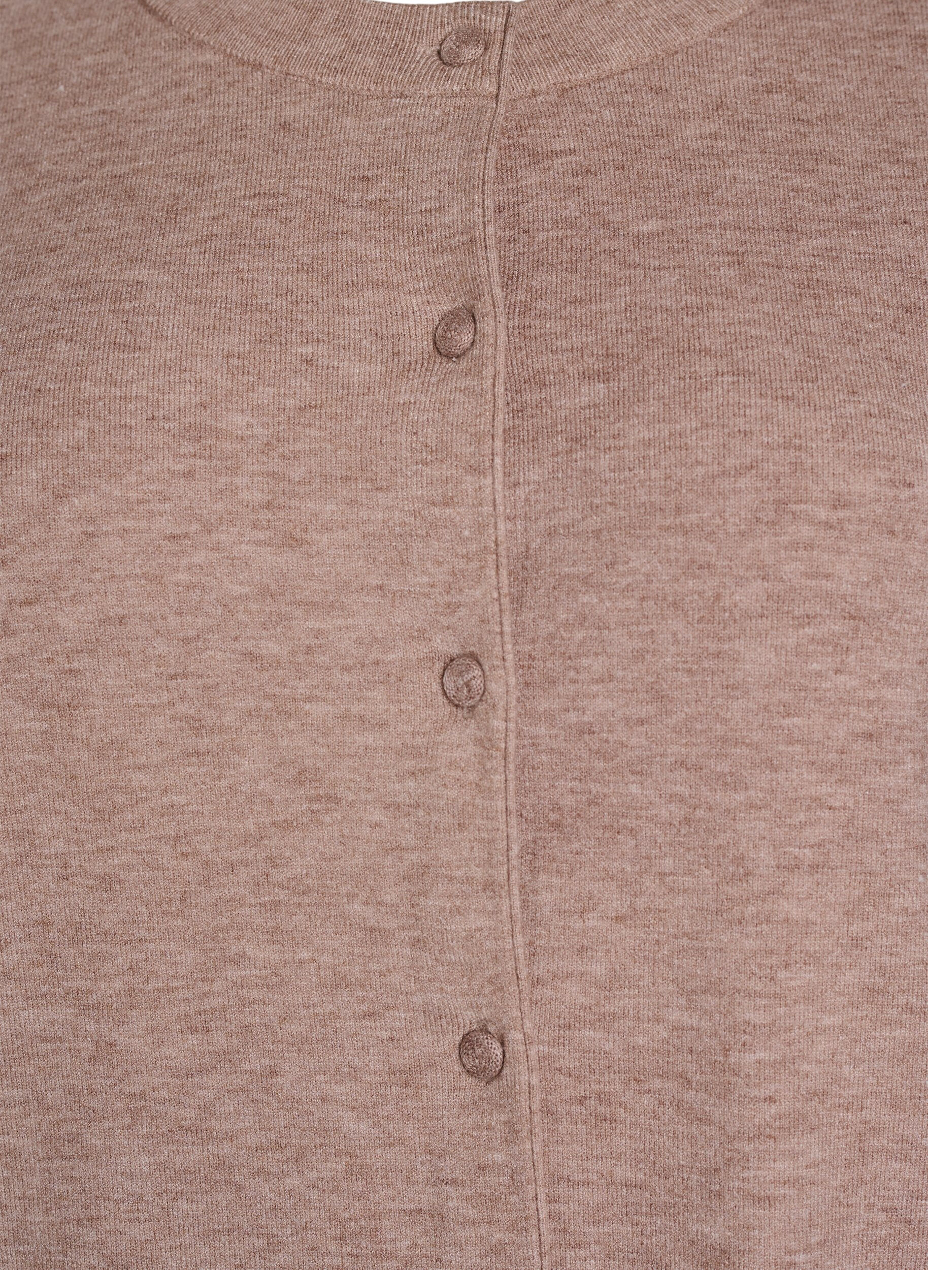 Zizzi Cardigan med rund hals og stofftrukne knapper, Beige, Packshot image number 2