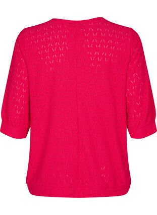 Bluse med 3/4-ermer og strukturmønster, Love Potion, Packshot image number 1