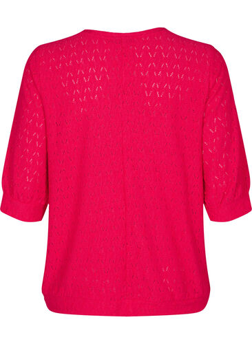 Bluse med 3/4-ermer og strukturmønster, Love Potion, Packshot image number 1