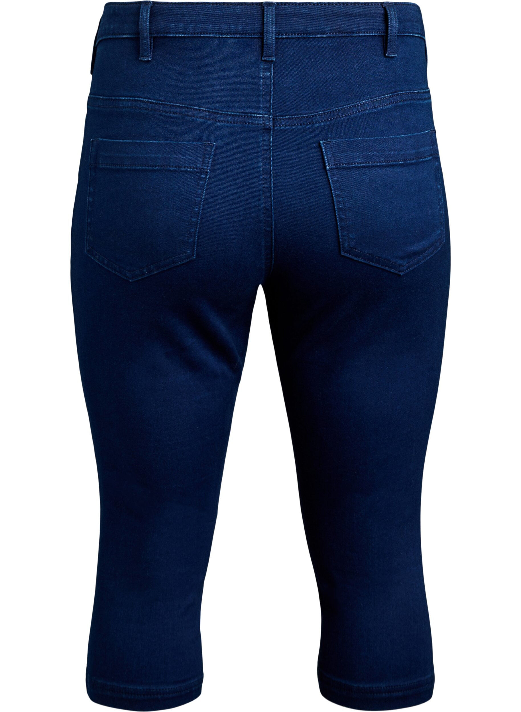 ZizziSlim fit Army caprijeans med h&oslash;y midje, Bl&aring;, Packshot image number 1