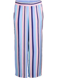 Bukse i viskose med striper og ledig passform, Pastel stripe