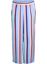 Bukse i viskose med striper og ledig passform, Blå Bukse i viskose med striper og ledig passform