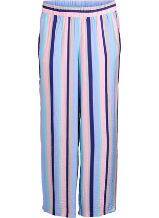 Zizzi Bukse i viskose med striper og ledig passform, Blå, Packshot image number 0