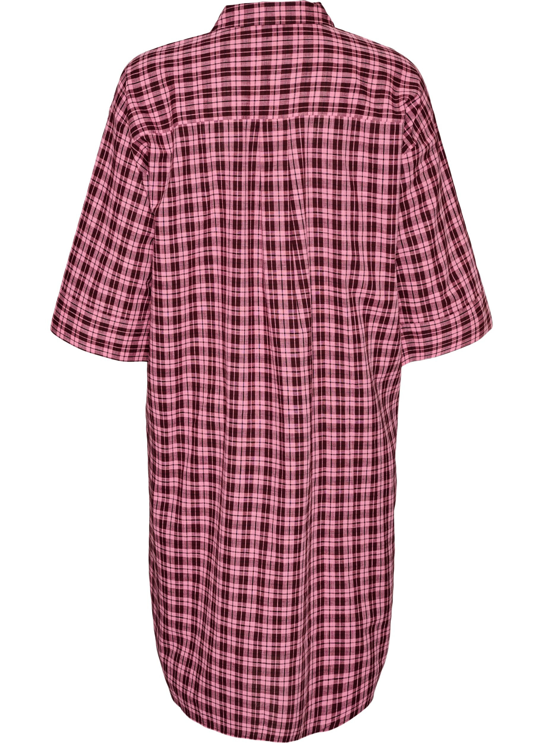 ZizziLangrutete skjorte med 3/4 ermer, Rosa, Packshot image number 1