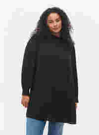 Tunika med volangekrage og lange ermer, Black, Model
