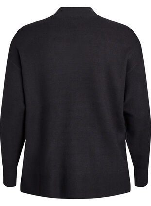 Zizzi Strikkebluse med høy hals, Svart, Packshot image number 1