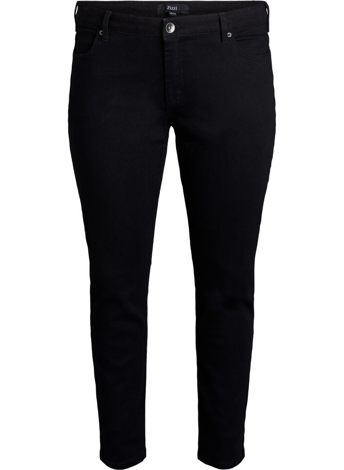 Emily jeans i smal passform og normalt h&oslash;y midje, Svart, Packshot image number 0