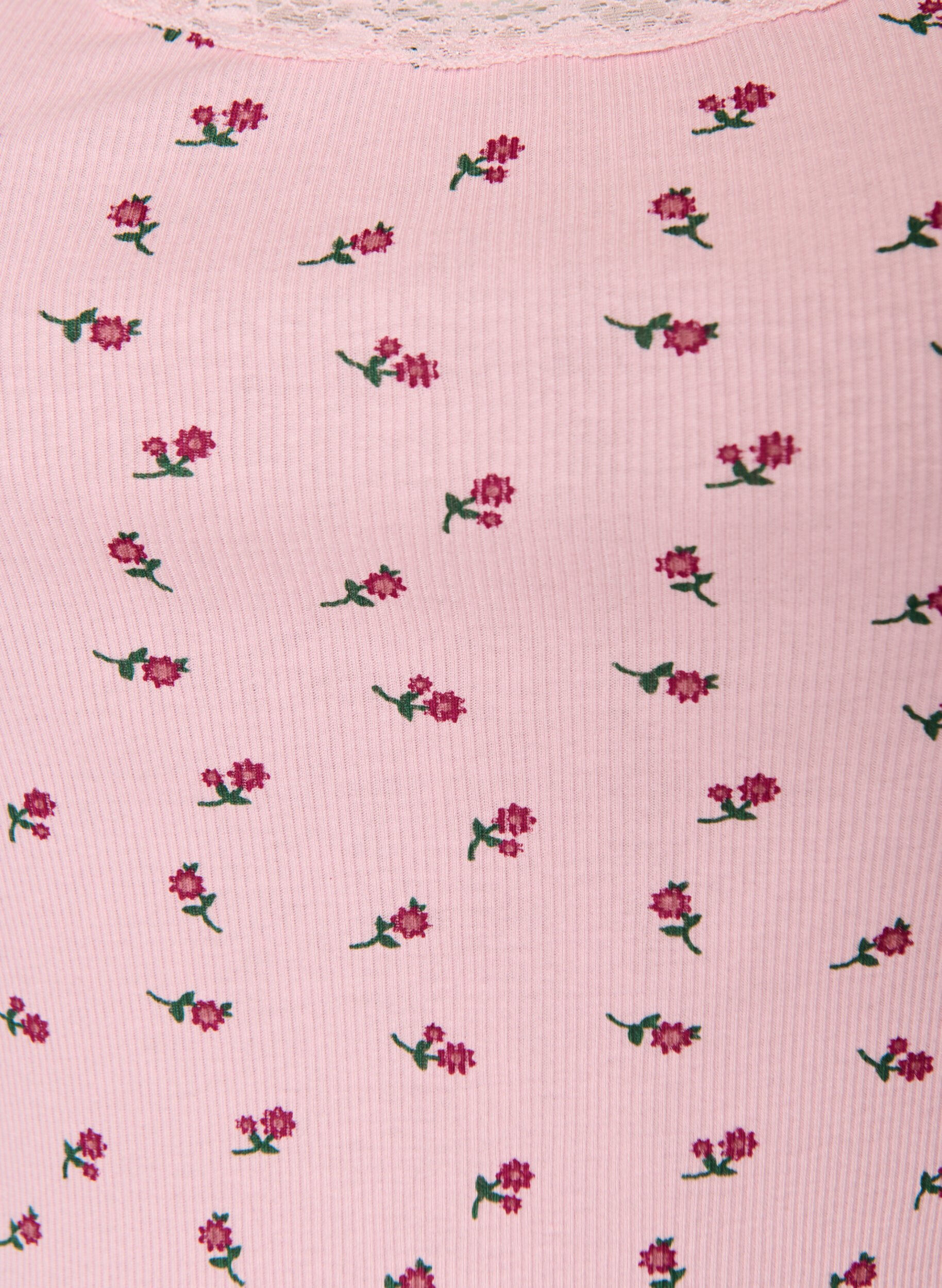 ZizziTopp med trykk og blondekant, Rosa, Packshot image number 2