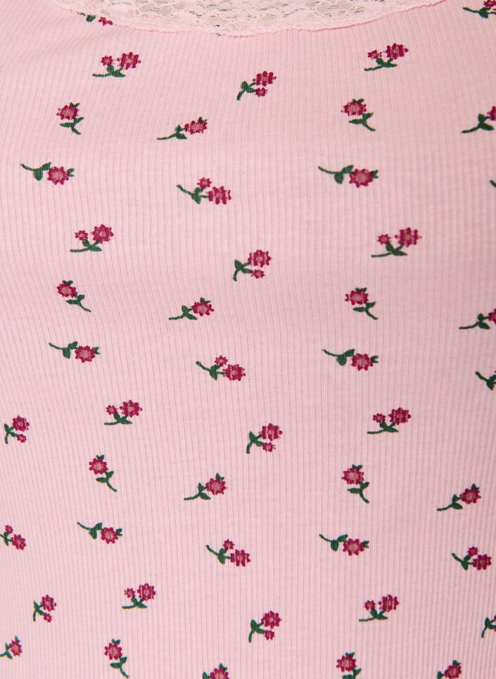 Topp med trykk og blondekant, Rosa, Packshot image number 2