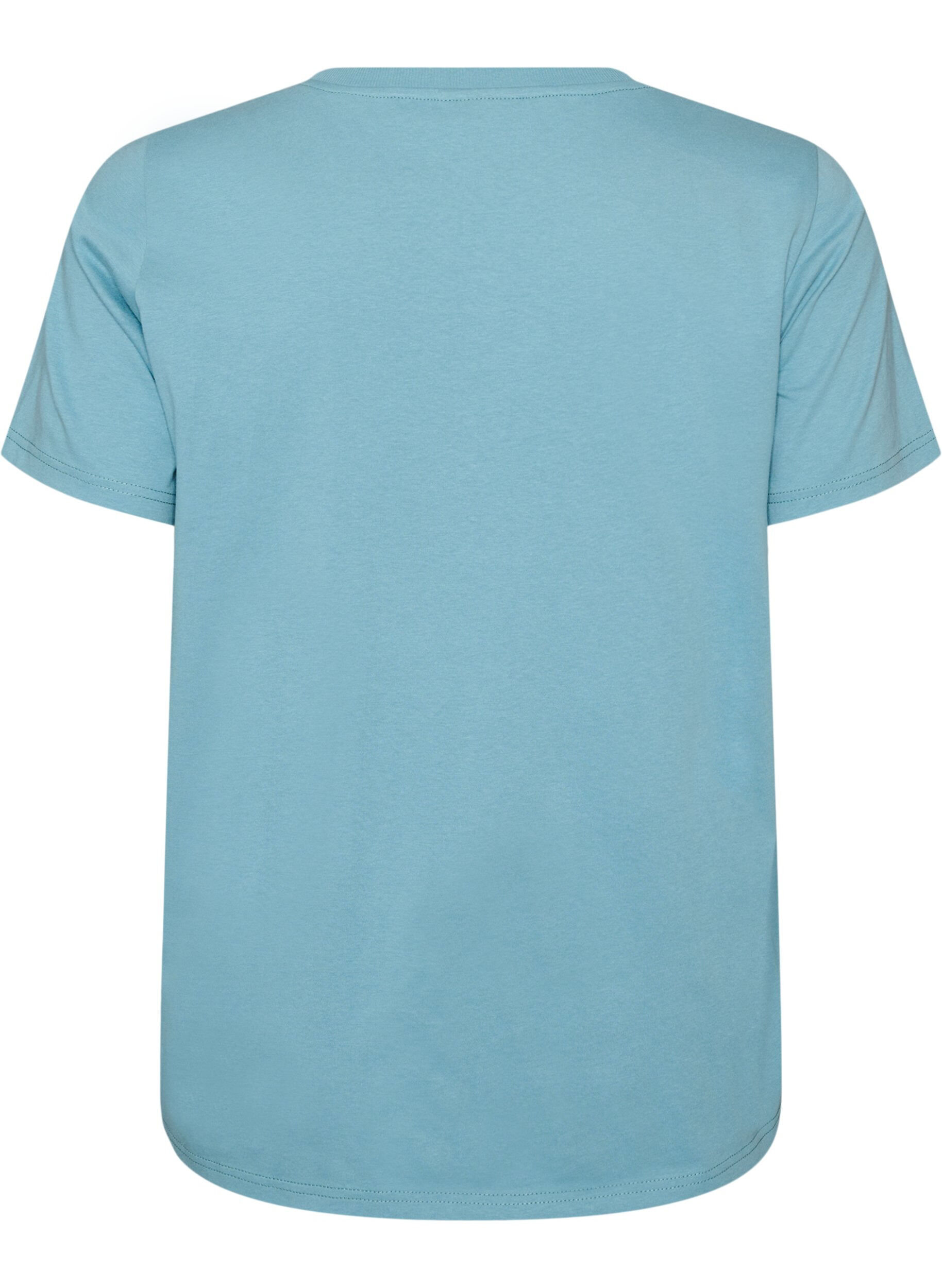 ZizziBomulls T-skjorte med trykk, Bl&aring;, Packshot image number 1