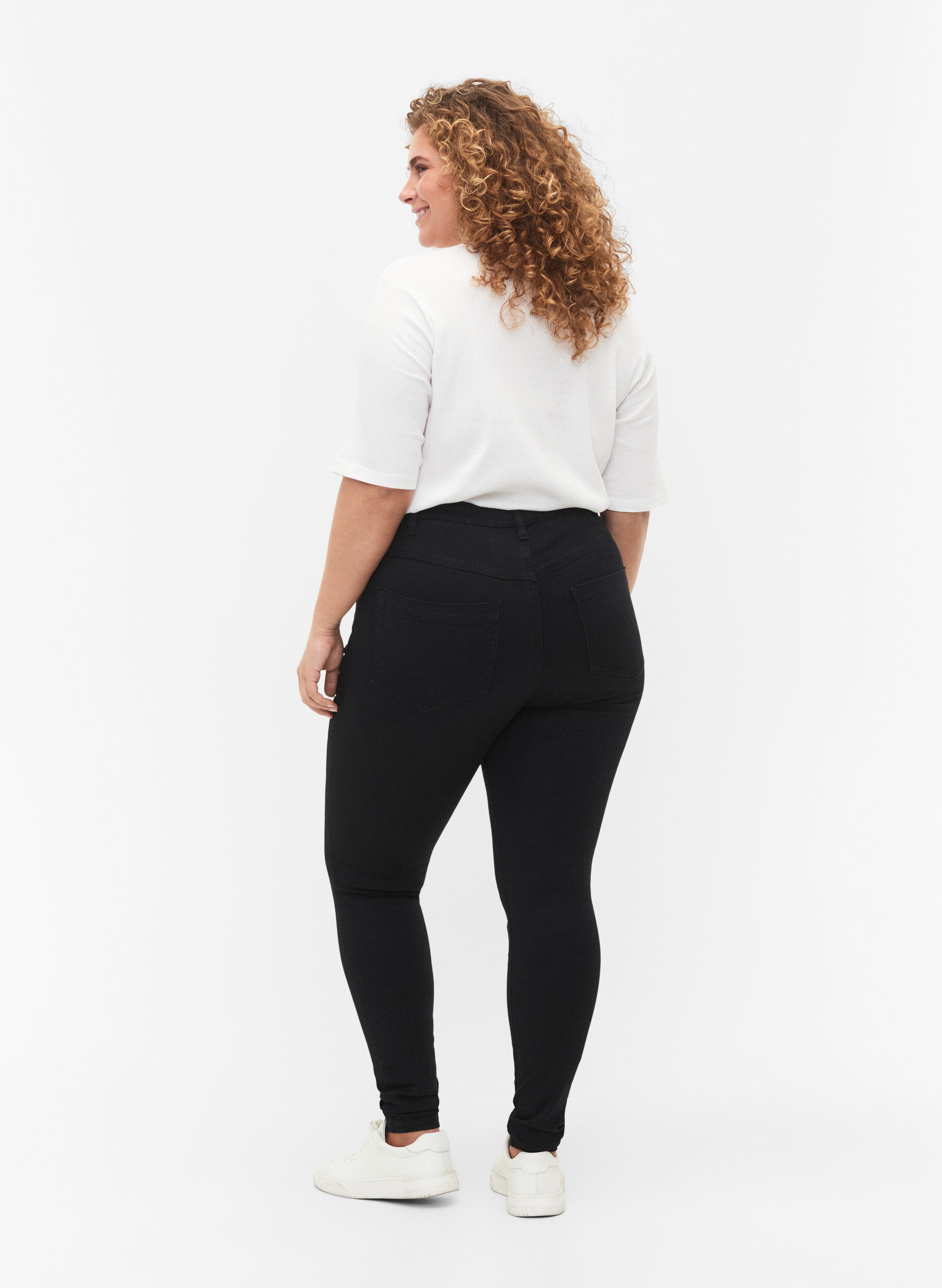 ZizziSupersmale Amy-jeans med h&oslash;y midje, Black, Packshot image number 1