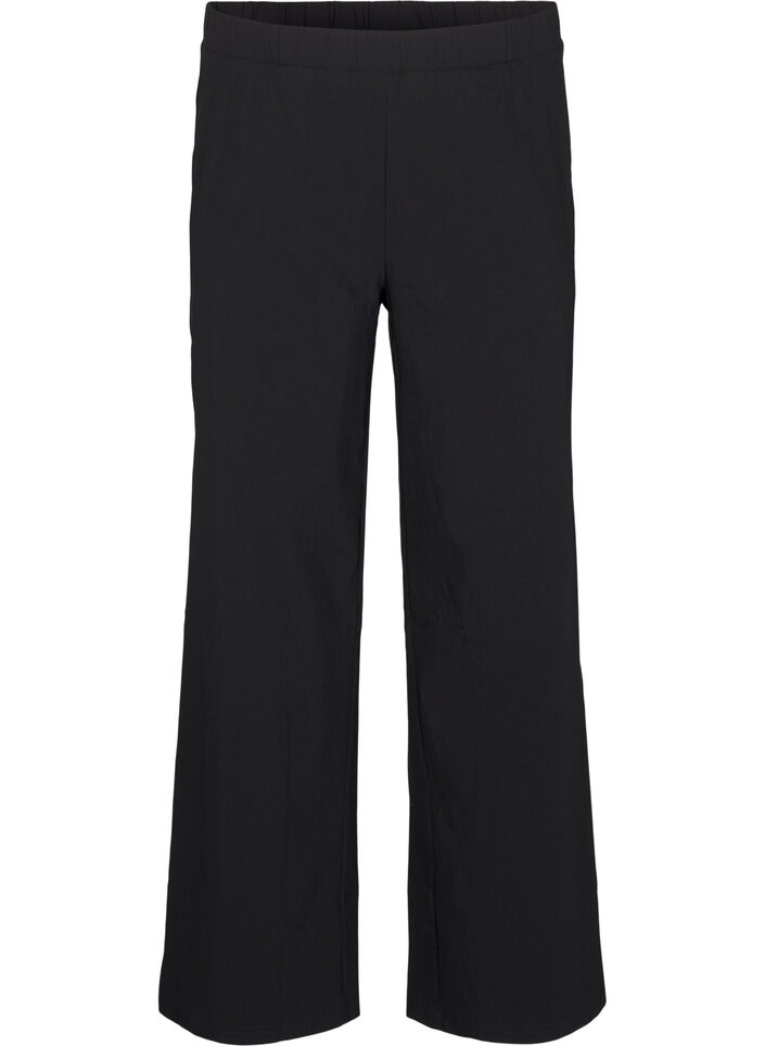 Vide bukser med elastisk linning, Svart, Packshot image number 0