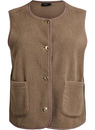 Teddy gilet med knapper og lommer, Brun