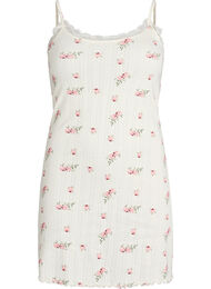 Nattkjole med tynne stropper og teksturert m&oslash;nster, Vanilje