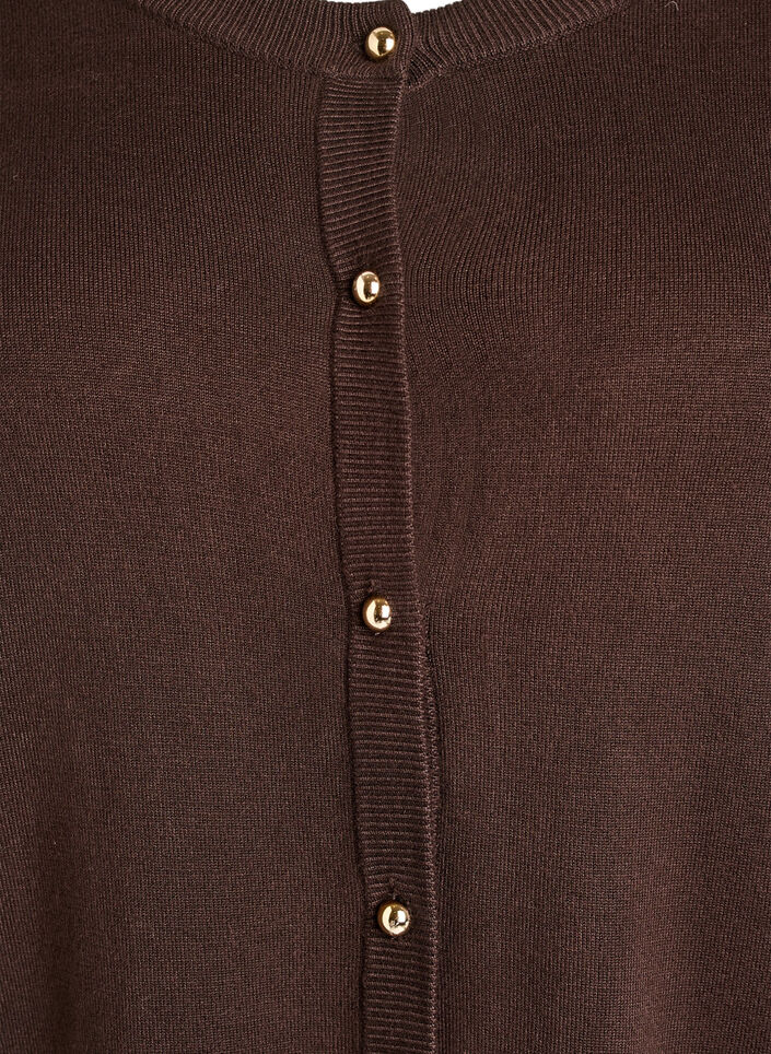 Finstrikket cardigan med kuleknapper, Brun, Packshot image number 2