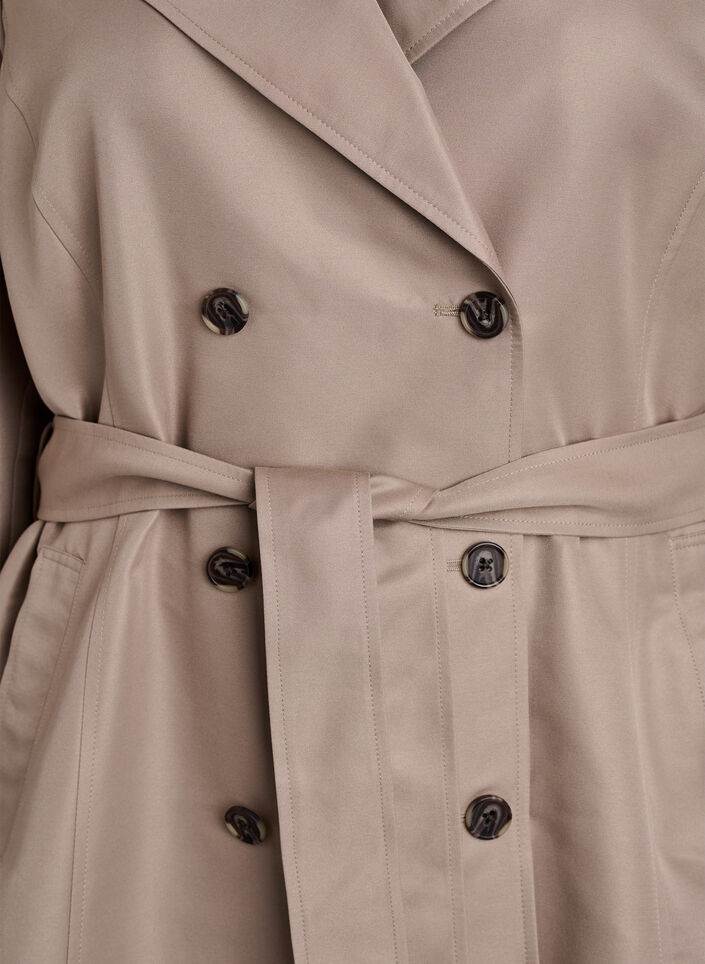 Kort trenchcoat med belte, Grå, Packshot image number 2