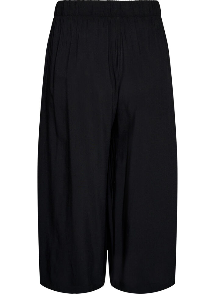 Culottes i viskose med h&oslash;y midje og vide ben, Svart, Packshot image number 1