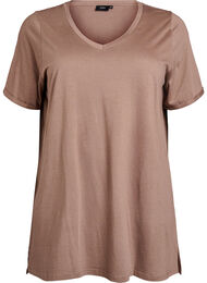Ensfarget oversized t-skjorte med V-hals, Fossil 