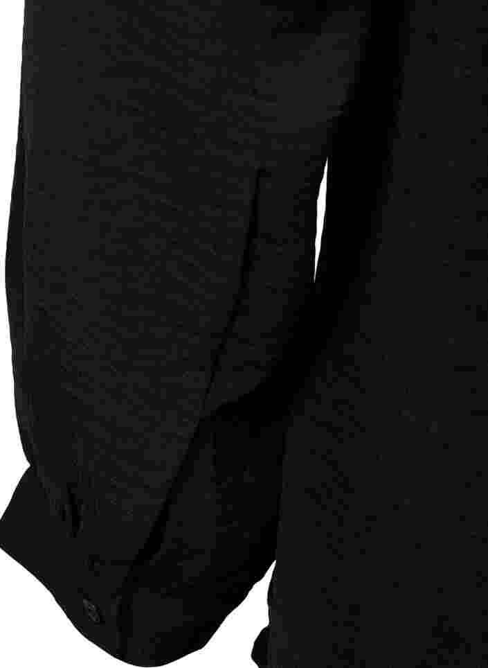 Langermet bluse med V-hals, Black, Packshot image number 3