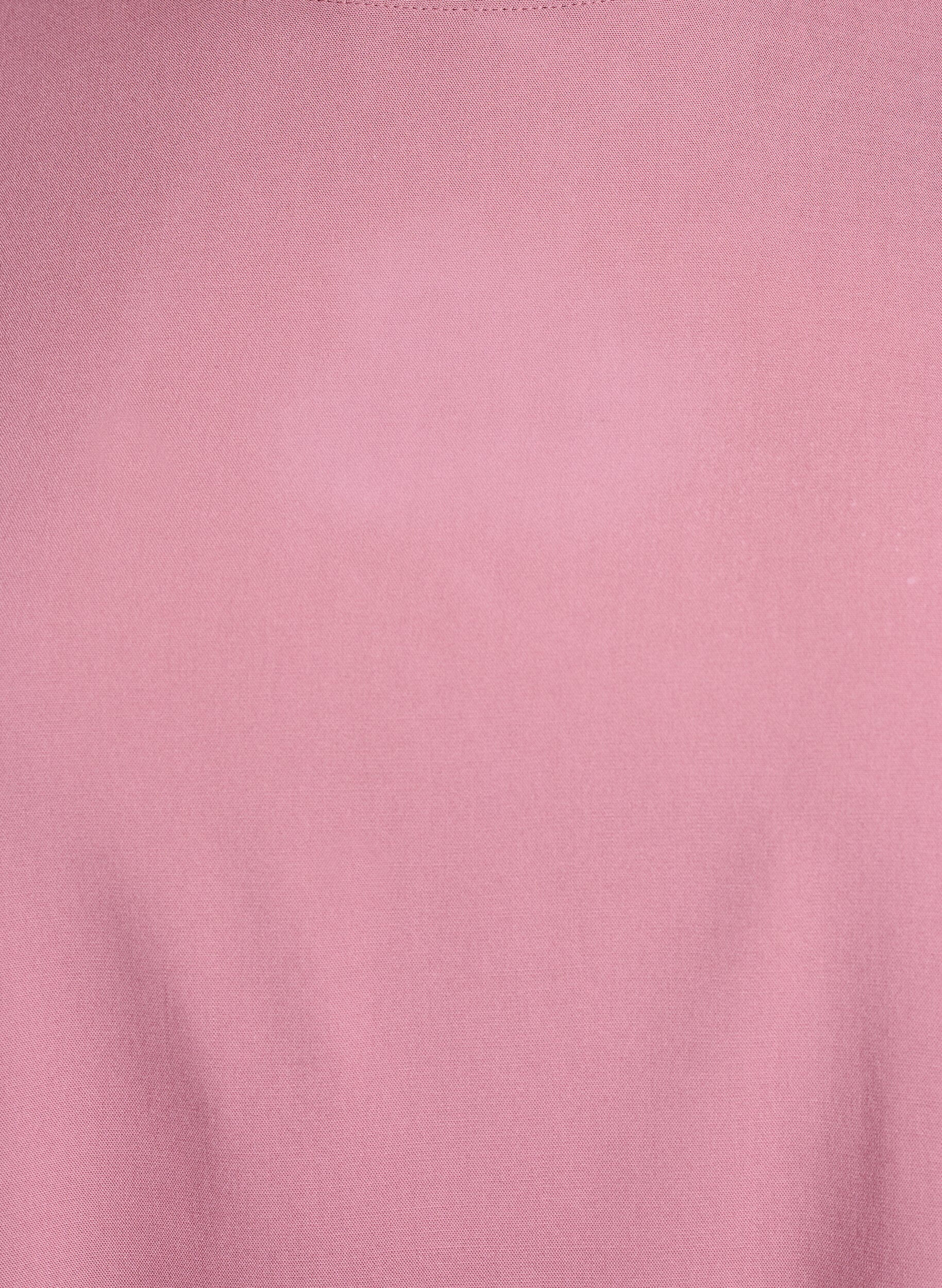 ZizziVevet bluse med korte ermer og rund hals, Rosa, Packshot image number 2