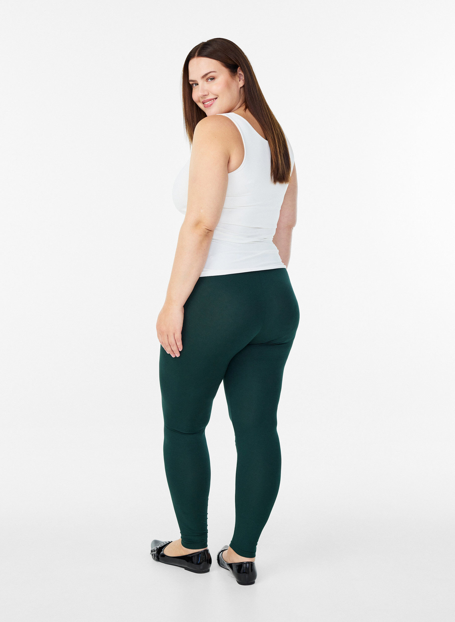 ZizziBasis leggings i viskose, Gr&oslash;nn, Model image number 2