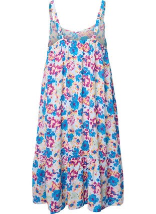 Zizzi Sommerkjole i viskose med stropper, Multi Flower AOP, Packshot image number 1