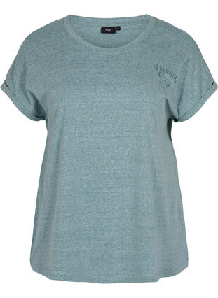 Melert T-skjorte i bomull, Sea Pine mel, Packshot image number 0