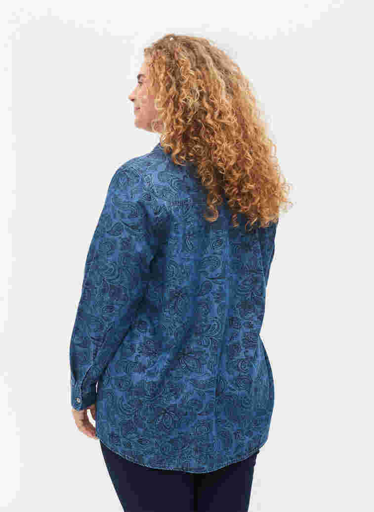 Skjorte i bomull med paisleymønster, Blue Paisley, Model
