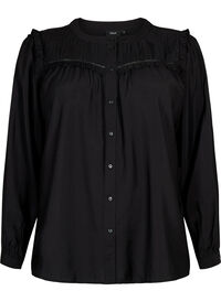 Skjortebluse med volanger og folder