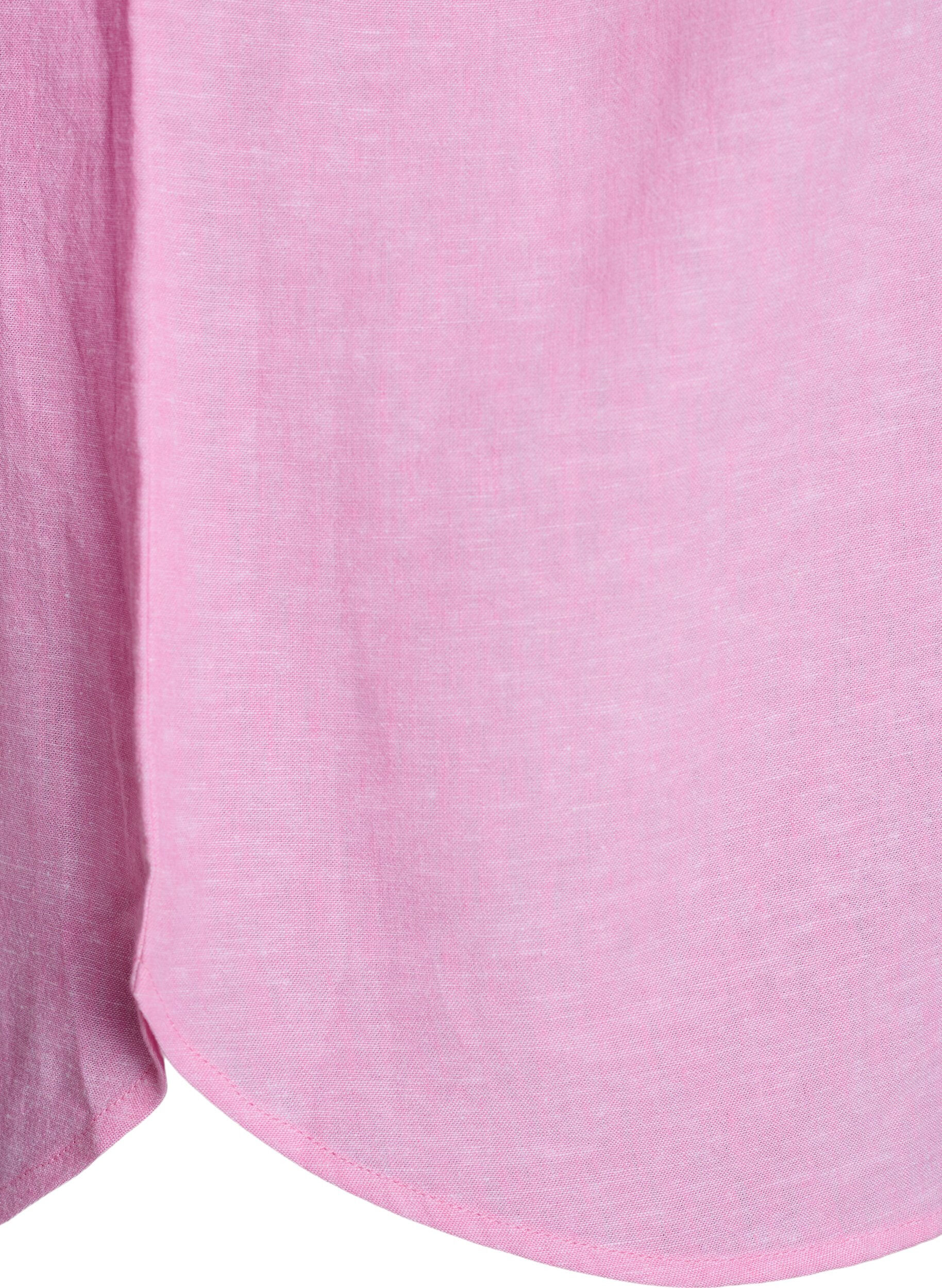 ZizziSkjorte i lin og viskose med 3/4 ermer, Rosa, Packshot image number 3