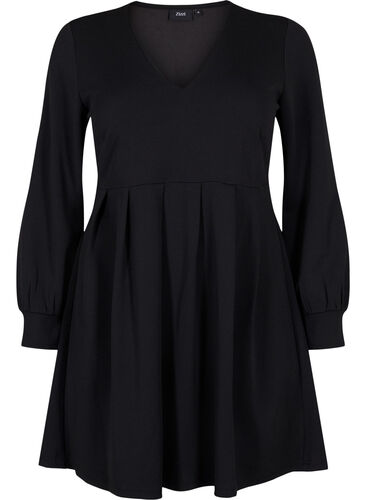 A-formet kjole med v-hals, Black, Packshot image number 0