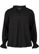 Langermet viskosebluse med rynkedetaljer, Black, Packshot image number 0