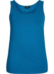 Ensfarget basic topp i bomull, Ink Blue