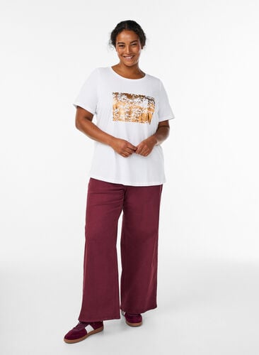 Zizzi FLASH - T-skjorte med trykk, Hvit, Model image number 1