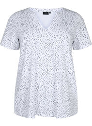 T-skjorte i bomull med striper og v-hals , B.White/Black Dot